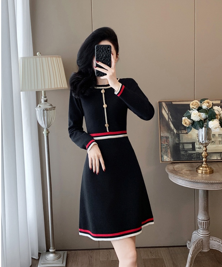 High waist autumn and winter knitted A-line dress for women