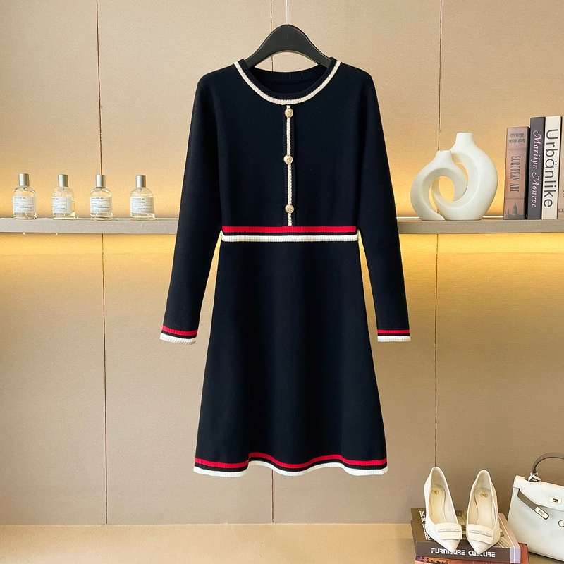 High waist autumn and winter knitted A-line dress for women