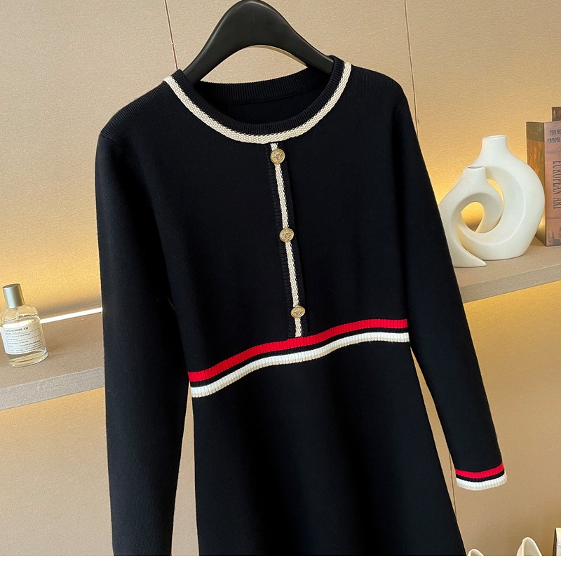 High waist autumn and winter knitted A-line dress for women