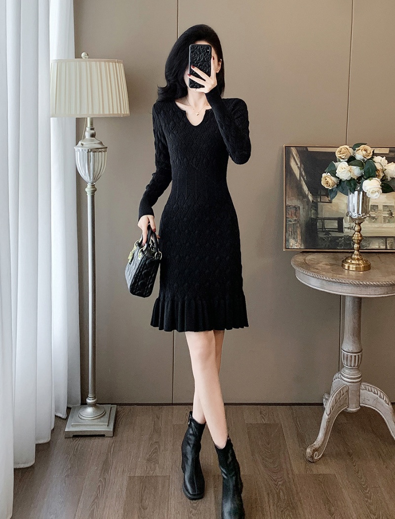 Ladies mermaid knitted slim chanelstyle dress