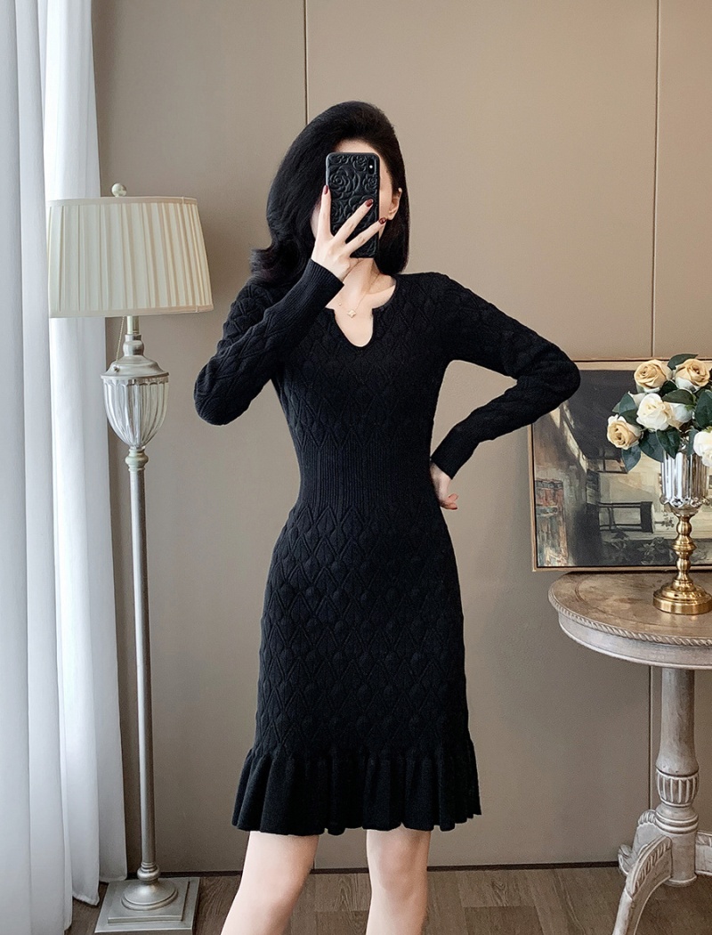 Ladies mermaid knitted slim chanelstyle dress