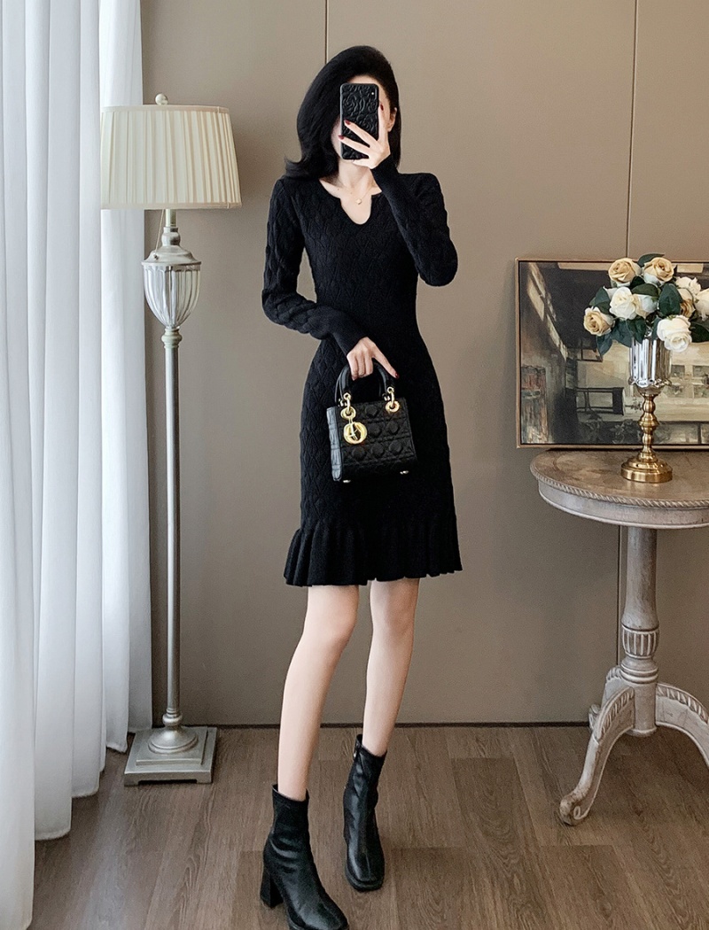 Ladies mermaid knitted slim chanelstyle dress