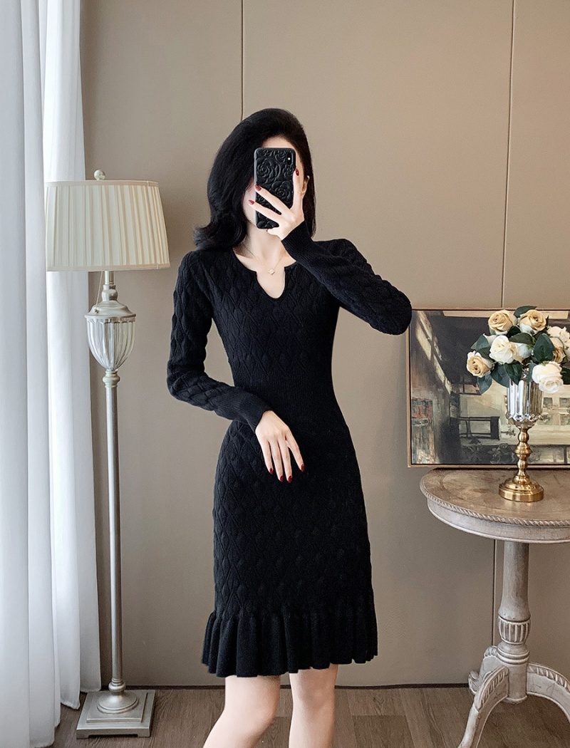 Ladies mermaid knitted slim chanelstyle dress