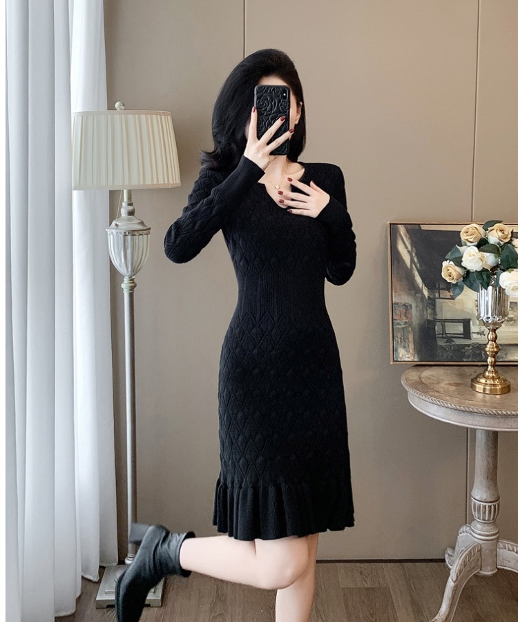 Ladies mermaid knitted slim chanelstyle dress