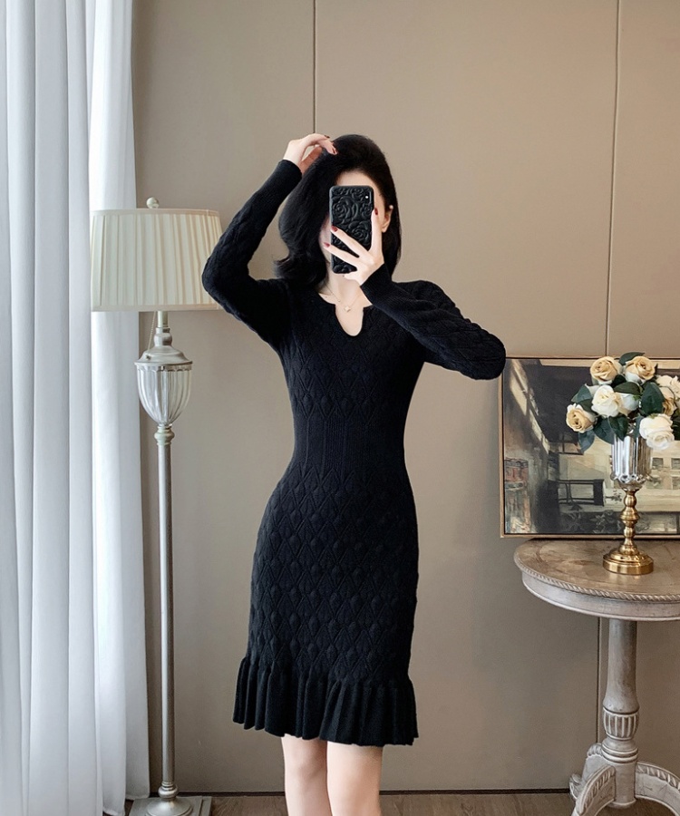 Ladies mermaid knitted slim chanelstyle dress