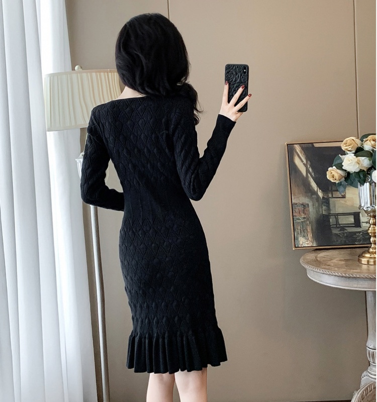 Ladies mermaid knitted slim chanelstyle dress