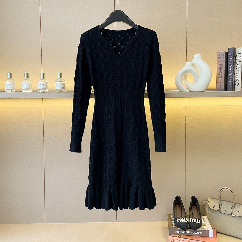 Ladies mermaid knitted slim chanelstyle dress