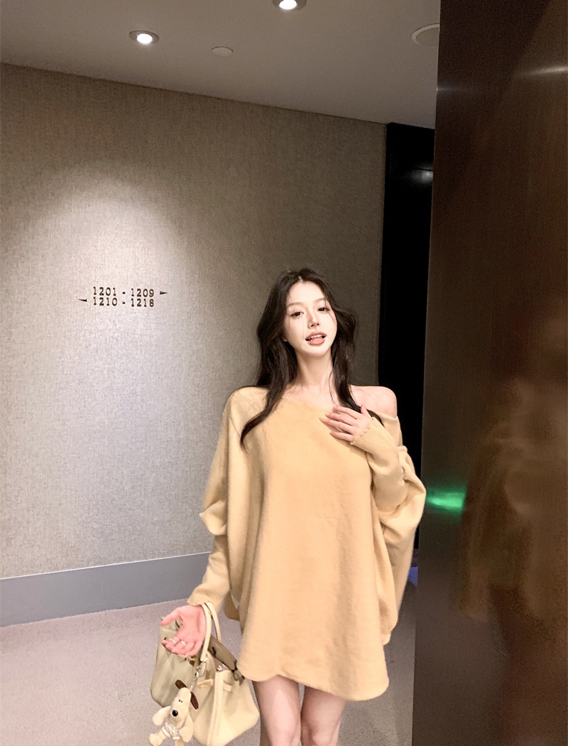 All-match temperament lazy slim loose bat sleeve sweater