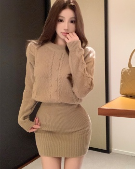 Package hip twist Korean style sweater lazy knitted dress