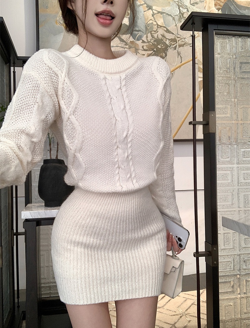 Package hip twist Korean style sweater lazy knitted dress