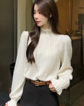 Korean style fungus collar shirt bottoming simple tops