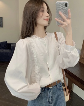 Korean style long sleeve small shirt retro tops for women