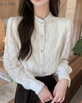 Lined lace shirt plus velvet small shirt for women