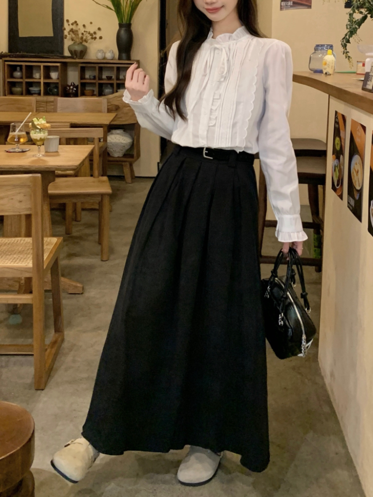 Simple slim all-match Korean style long skirt for women