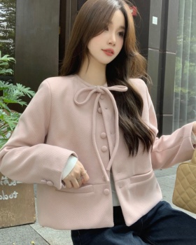 Frenum bow woolen coat tender temperament tops