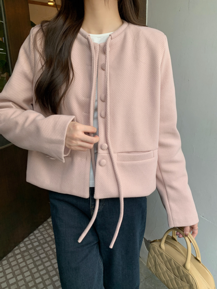 Frenum bow woolen coat tender temperament tops