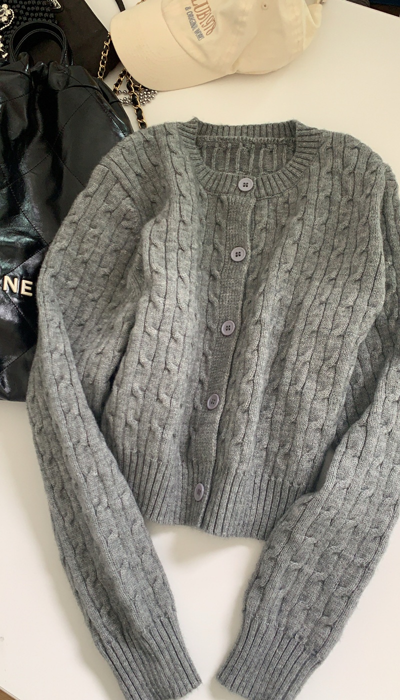 Gray sweater short cardigan for women