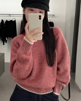 Pullover round neck sweater lazy tops