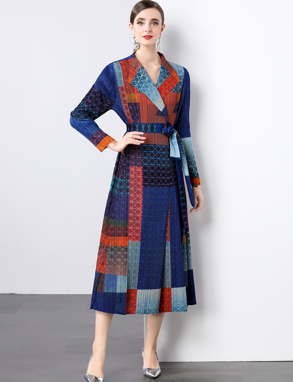 Loose Pleats Please dress printing large yard coat