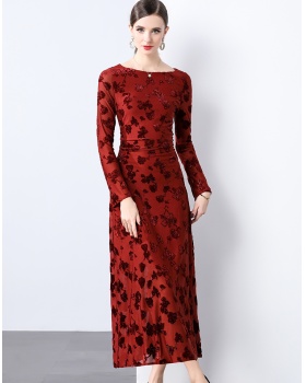 Jacquard slim temperament light luxury dress