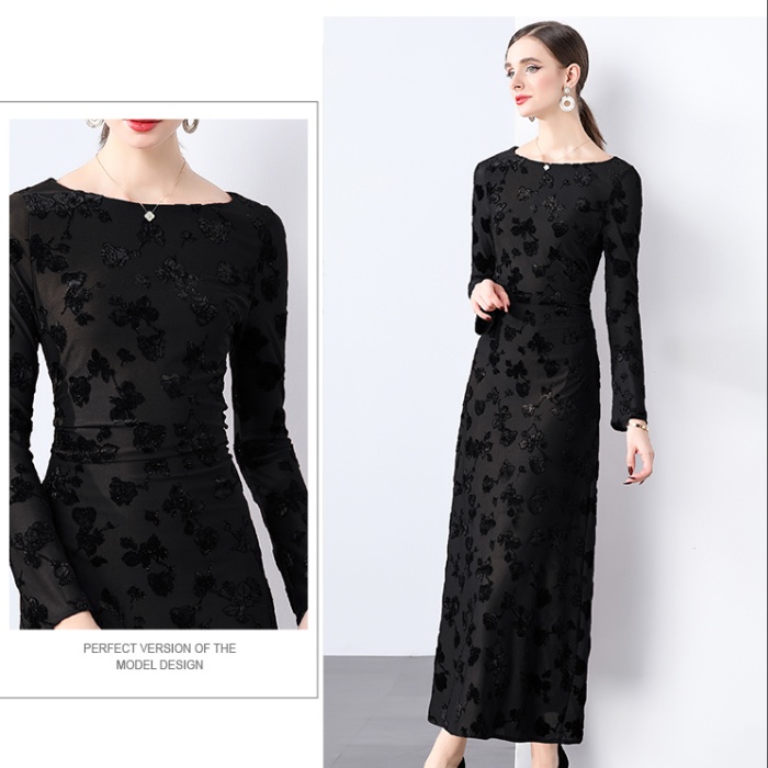 Jacquard slim temperament light luxury dress