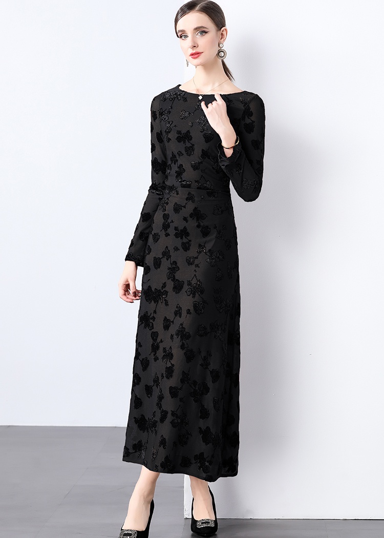 Jacquard slim temperament light luxury dress