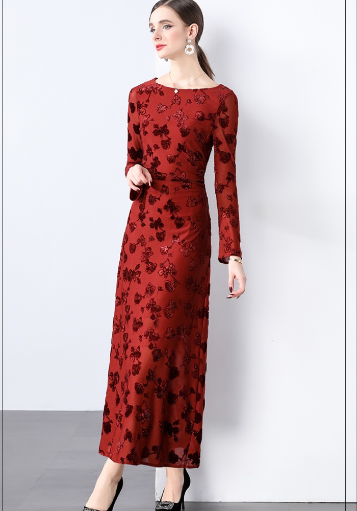 Jacquard slim temperament light luxury dress