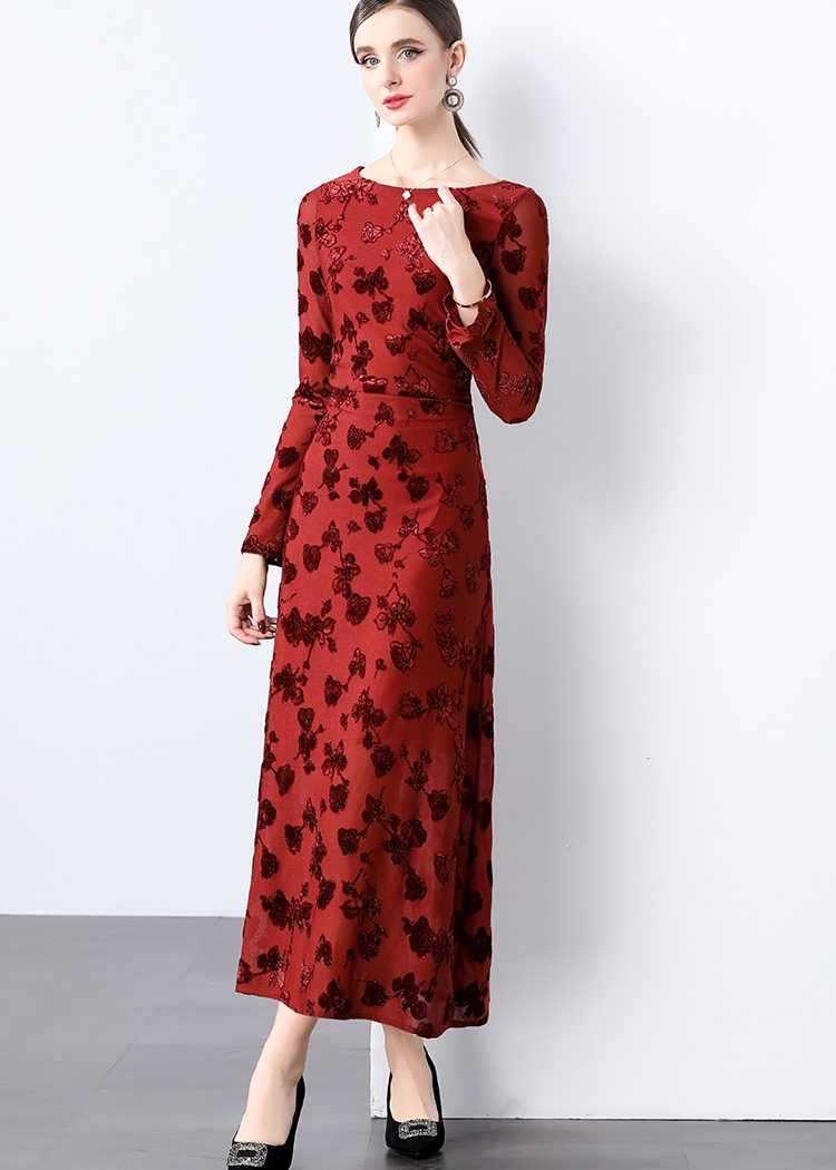 Jacquard slim temperament light luxury dress