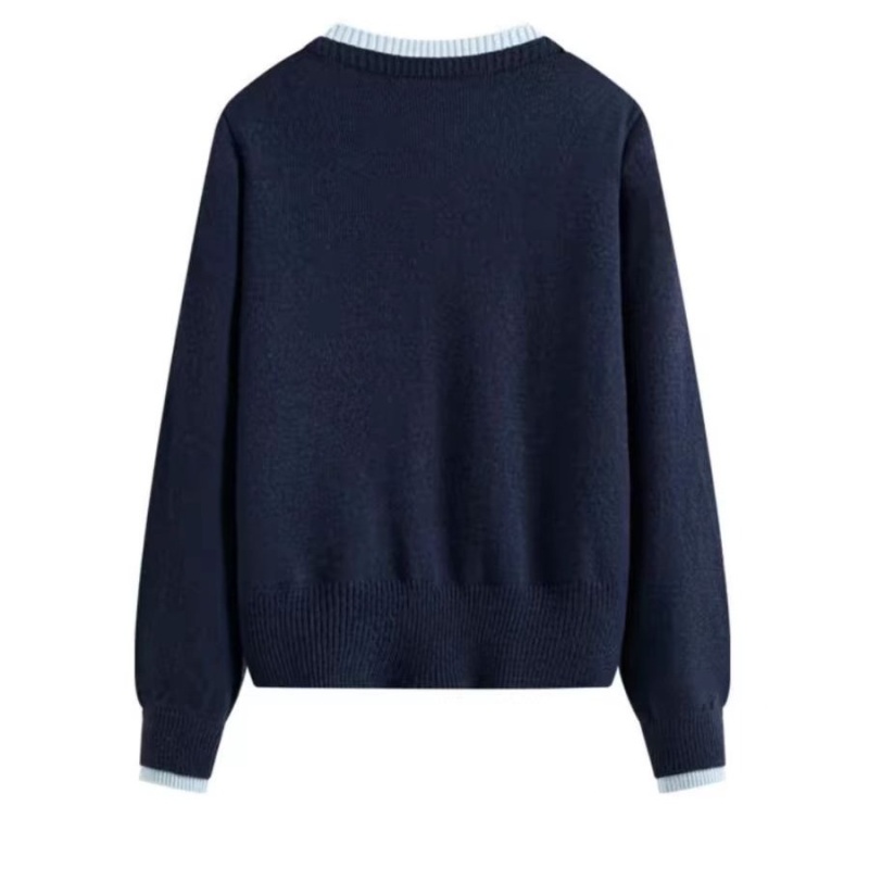 Knitted coat round neck sweater for women