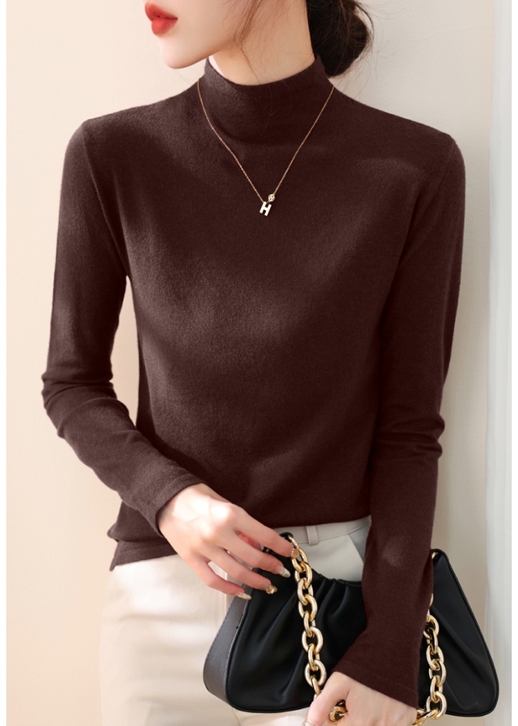 Half high collar sweater lazy bottoming shirt for women