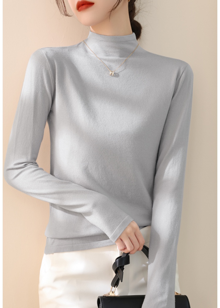 Half high collar sweater lazy bottoming shirt for women