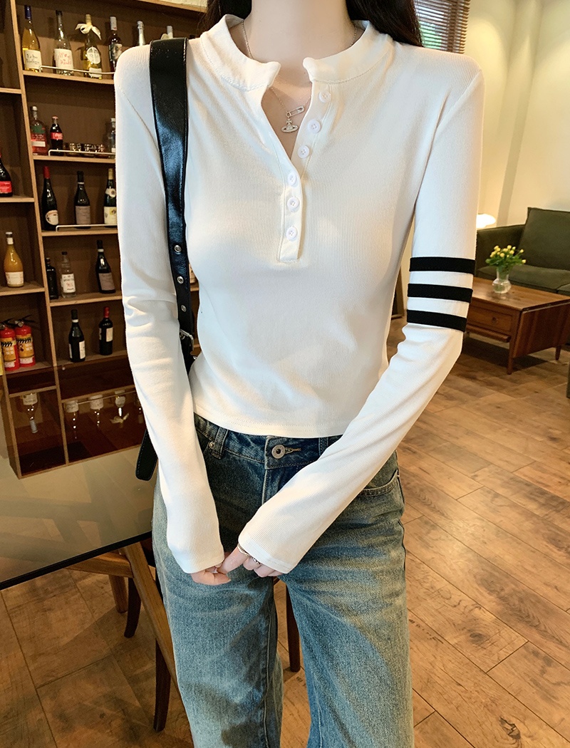 Tight pit stripe T-shirt mixed colors Korean style tops