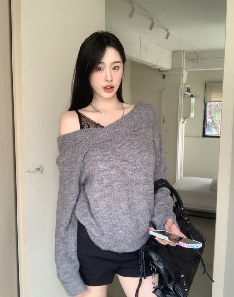 Pseudo-two autumn and winter tops strapless sweater for women