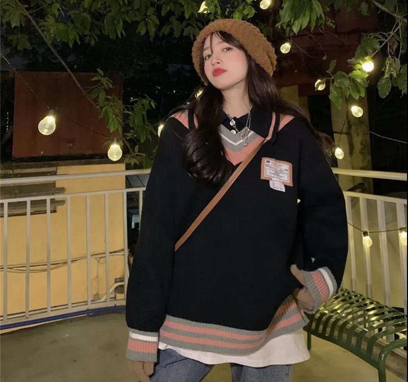 College style lazy coat personality sweater for women