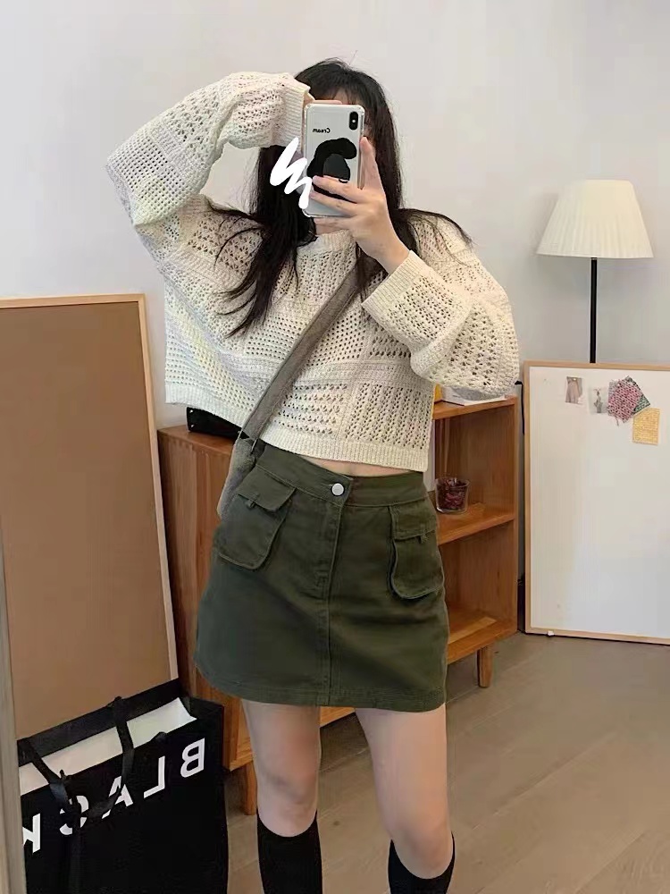 Small round neck smock crochet air conditioning shirts