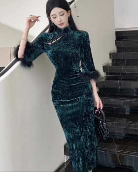 Package hip cheongsam autumn and winter dress