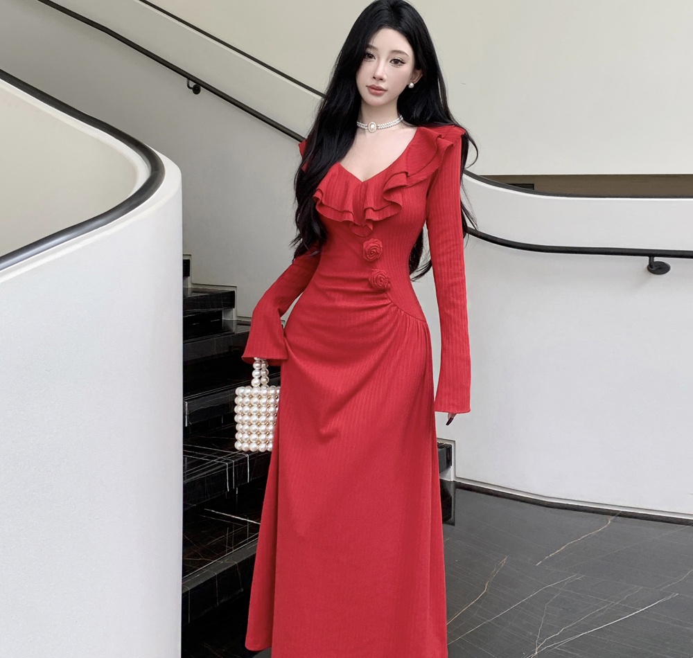 Rose removable long dress knitted wedding dress