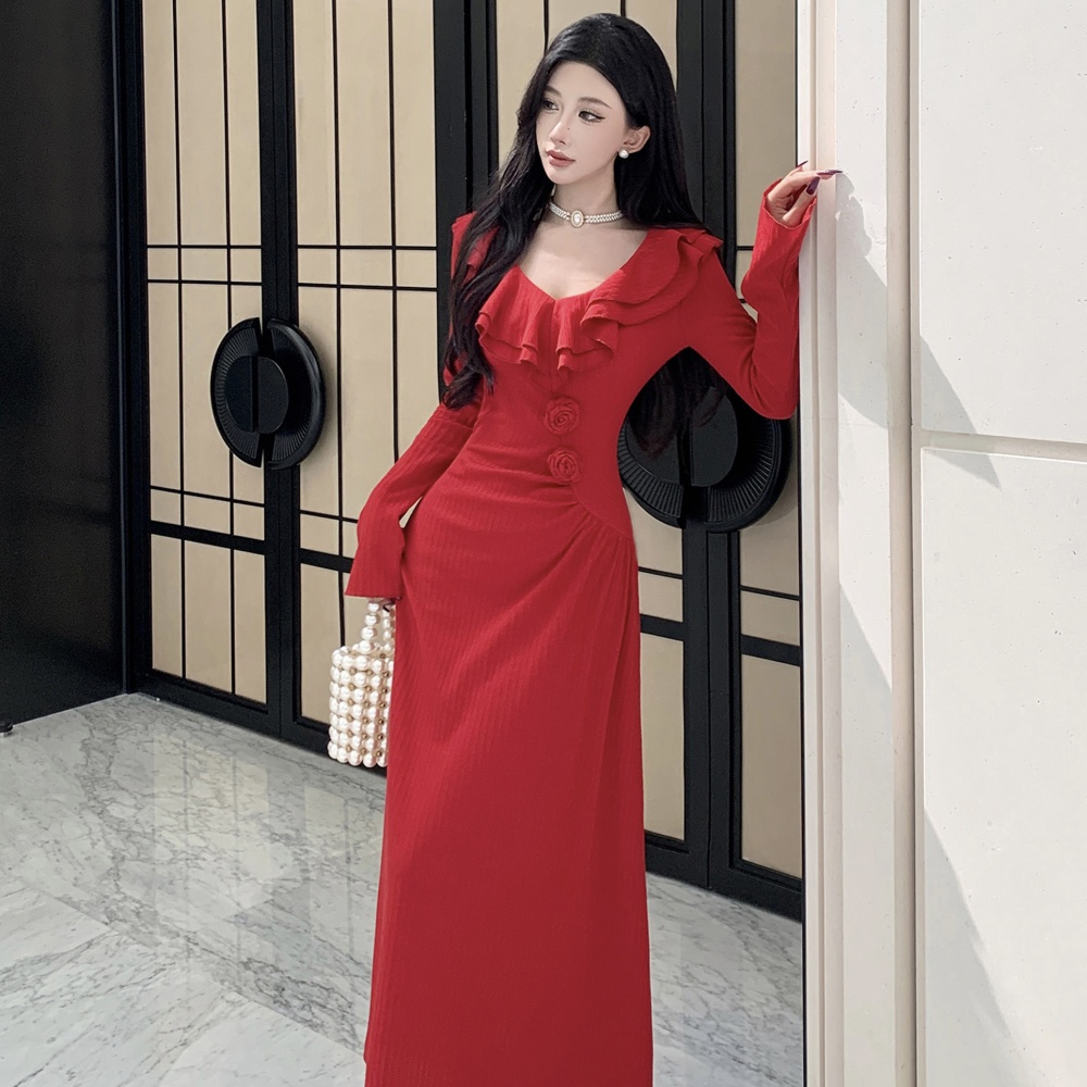 Rose removable long dress knitted wedding dress