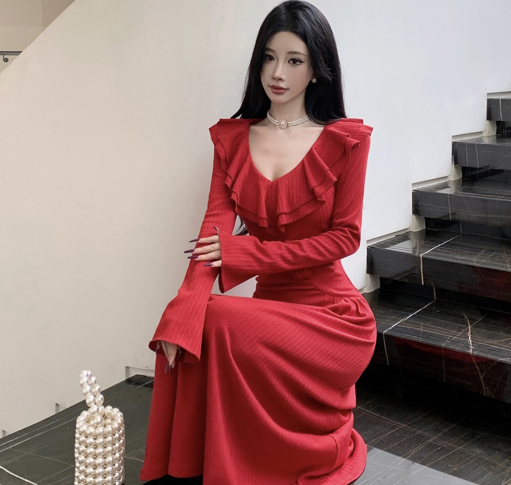 Rose removable long dress knitted wedding dress