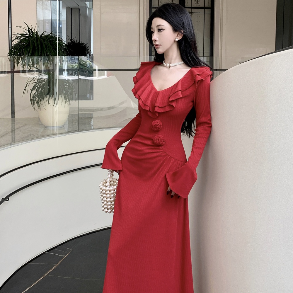 Rose removable long dress knitted wedding dress