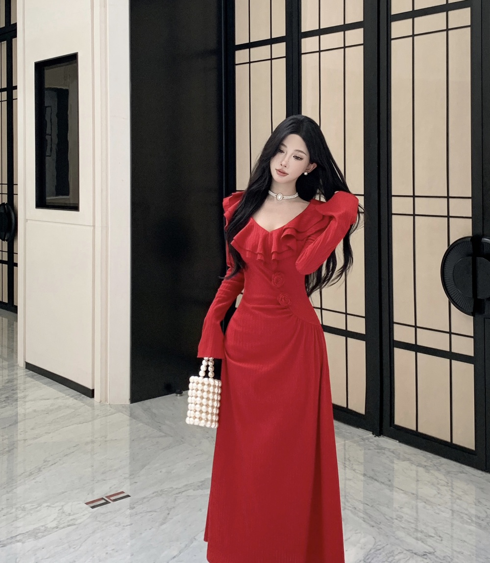 Rose removable long dress knitted wedding dress