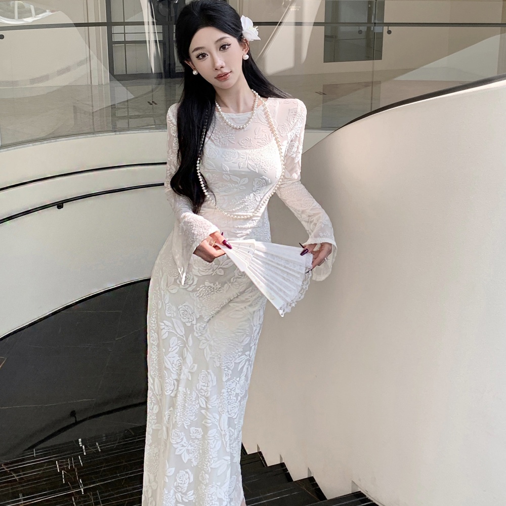 Tender long dress spring and autumn dress 2pcs set