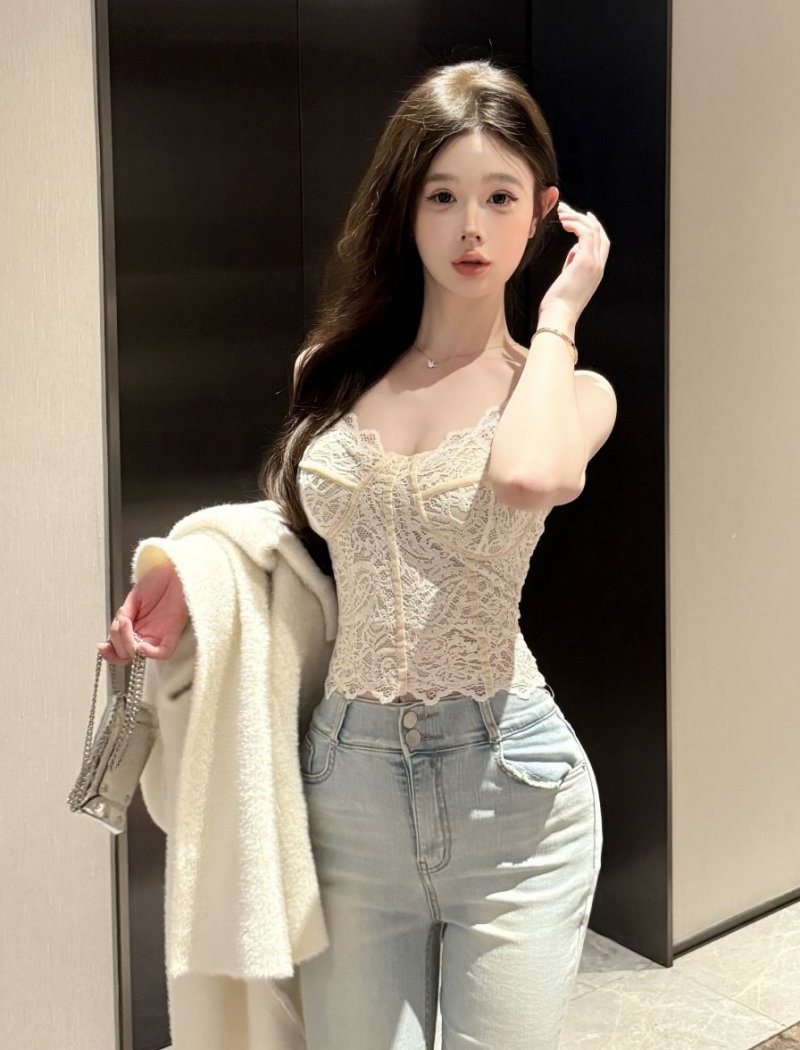 Short sling crochet tops halter hollow vest for women