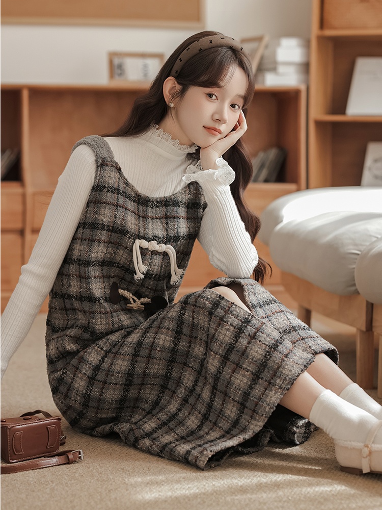 Knitted strap dress dress 2pcs set for women