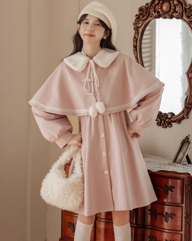 Show young temperament long overcoat lovely Pseudo-two dress