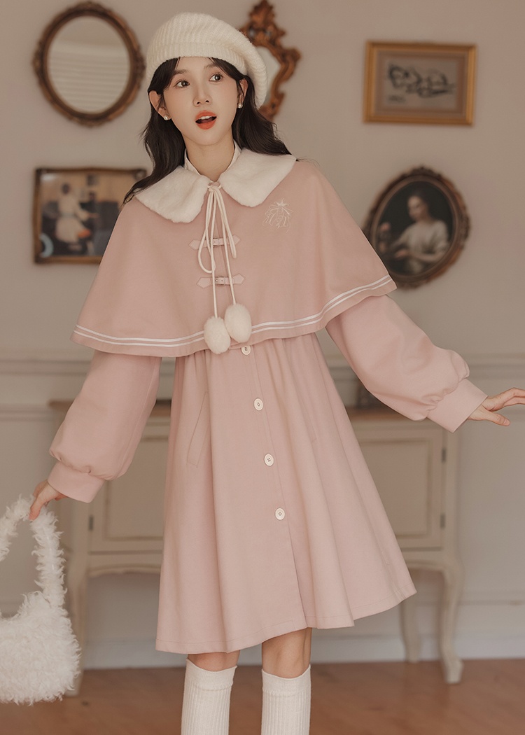 Show young temperament long overcoat lovely Pseudo-two dress