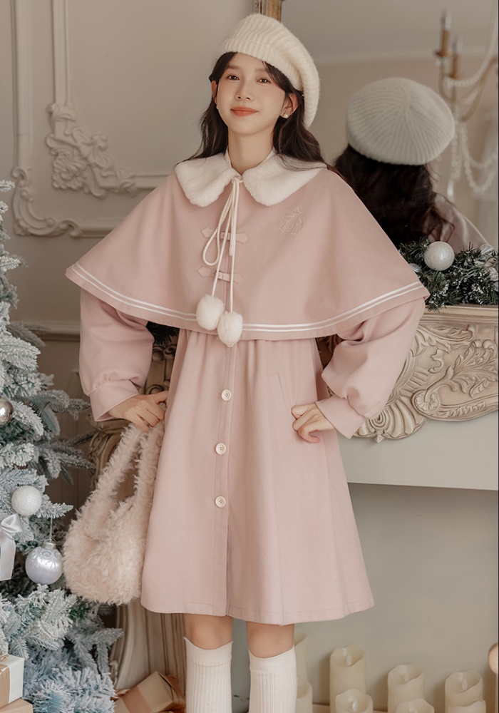 Show young temperament long overcoat lovely Pseudo-two dress