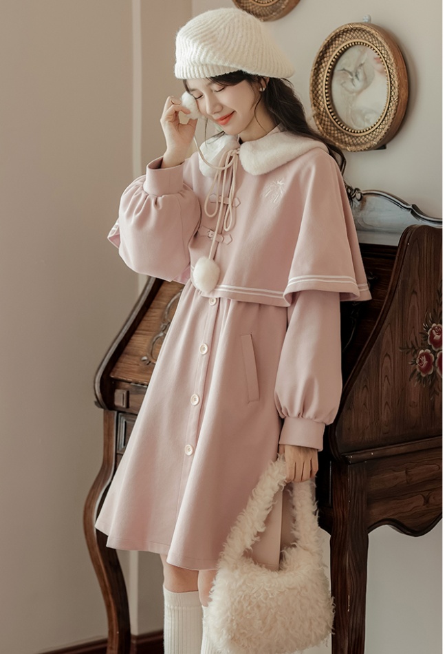 Show young temperament long overcoat lovely Pseudo-two dress