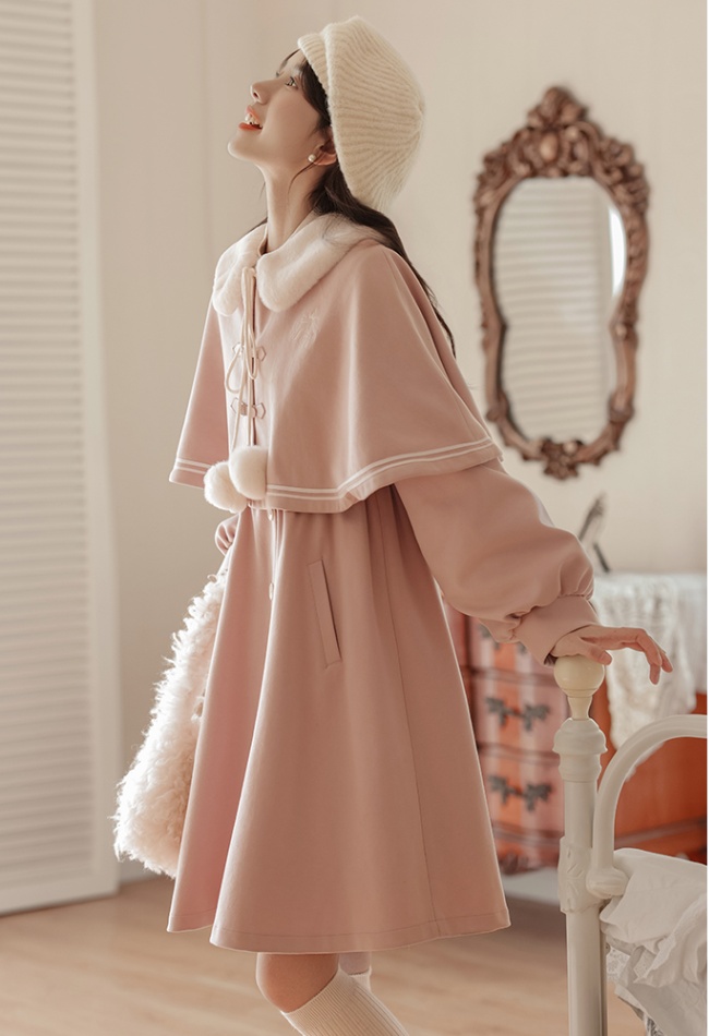 Show young temperament long overcoat lovely Pseudo-two dress