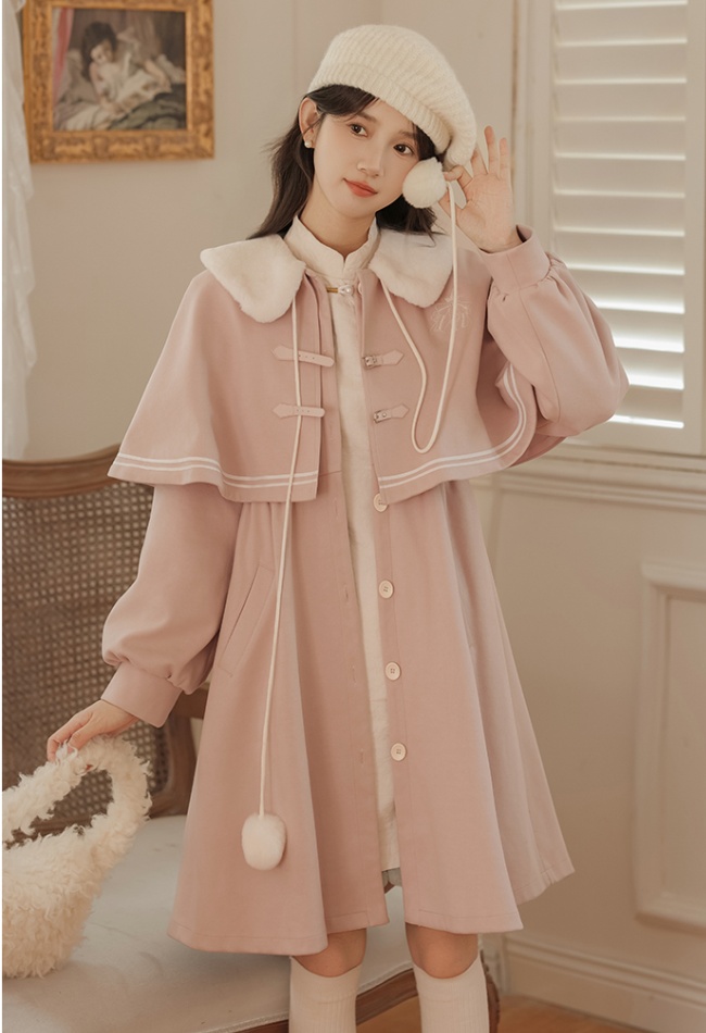 Show young temperament long overcoat lovely Pseudo-two dress